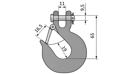 HOOK WITH SAFETY LATCH - 1000 KG