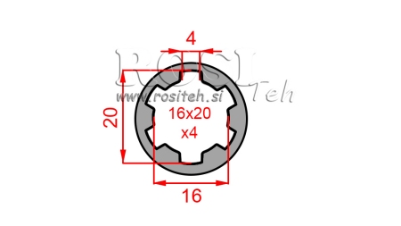 PTO ADAPTER BUSH 16x20x4 (6 SPLINES) (50 mm)