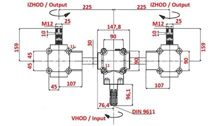 SETT MED REDUSERE 1:1.3 (27HK-20kW) FOR SPREADER L:450 GJERD