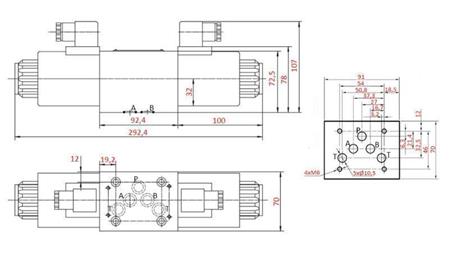 HYDRAULISK ELEKTROMAGNETISK VENTIL KV-4/3 CETOP 5 12/24/230V N3