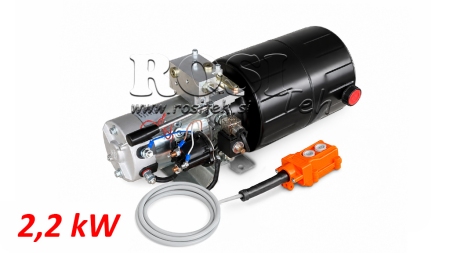 MINI HYDRAULISK POWER-PACK 24V DC - 2.2kW = 2.1cc - 8 liter - enfaset enhed MED MANUEL PUMPE