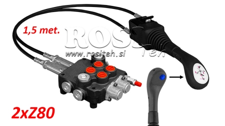 JOYSTICK 1x PULSANTE - CAVO BOWDEN 1,5 m + VALVOLA IDRAULICA 2xZ80