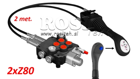 JOYSTICK 1x BUTTON - BOWDEN CABLE 2 m + HYDRAULIC VALVE 2xZ80 + FLOATING FUNCTION