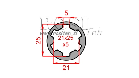 PTO ADAPTER BUSH 21x25x5 (6 SPLINES) (60 mm)