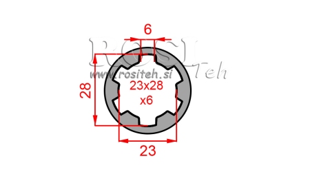 PTO ADAPTER BUSH 23x28x6 (6 SPLINES) (60 mm)