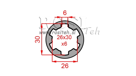 PTO ADAPTER BUSH 26x30x6 (6 SPLINES) (60 mm)