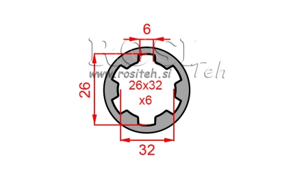 PTO ADAPTER BUSH 26x32x6 (6 SPLINES) (60 mm)