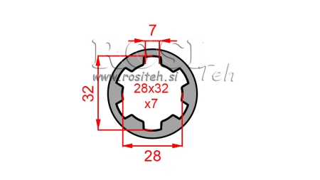 PTO ADAPTER BUSH 28x32x7 (6 SPLINES) (60 mm)