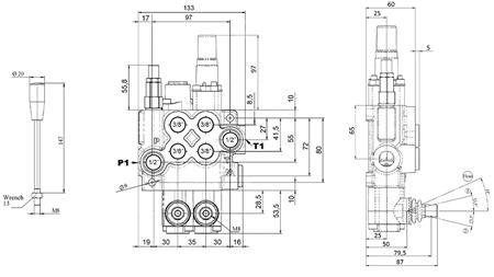 MANUAL HYDRAULIC VALVE MONOBLOCK 2xZ50 + FLOATING FUNCTION