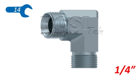 HYDRAULIC ELBOW 90° BSP SHORT MALE-MALE 1/4