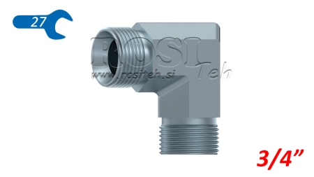 HYDRAULISK BØY 90° BSP KORT HAN-HAN 3/4