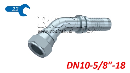 HYDRAULIC FITTING DKJ JIC74° FEMALE ELBOW 45° DN10-5/8-18