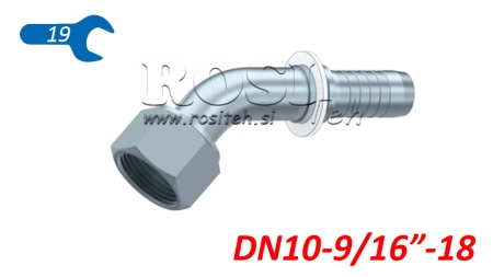 HYDRAULIC FITTING DKORFS FEMALE ELBOW 45° DN10-9/16-18
