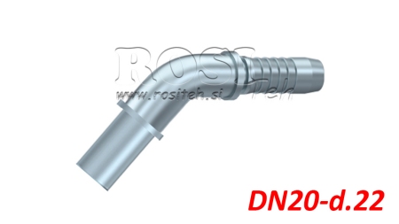 GIUNTO IDRAULICO CURVA DI TRANSIZIONE 45° DN20-d.22