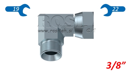 HYDRAULISK BEND 90° BSP KORT SVIVELMUTTER-HANN 3/8