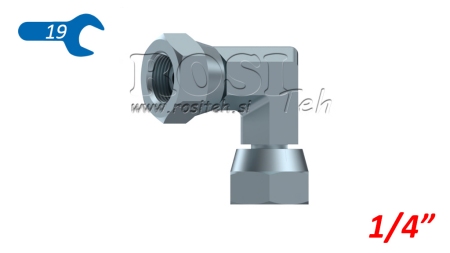 HYDRAULIC 90° SHORT ELBOW DOUBLE SWIVEL NUT BSP 1/4
