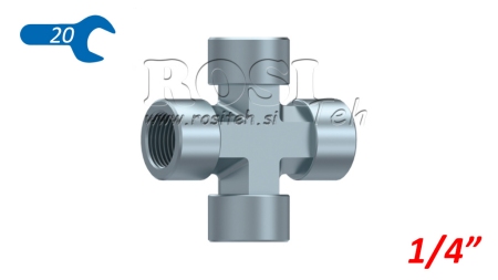 HYDRAULIC FEMALE CROSS FITTING BSP 1/4
