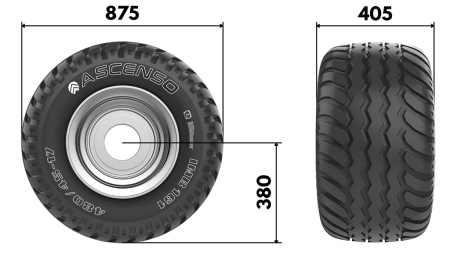 400/60-15.5 TIRE AW708 16PL WITH RIM 13.00X15.5
