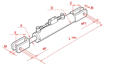 HYDRAULIC SIDE LINK - FIAT - NEW HOLLAND 50/30MIN.380 TYPE (1) Φ 18/19