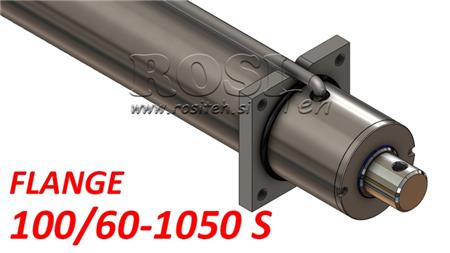 hydraulisk sylinder med monteringsplate og rør 100/60-1050