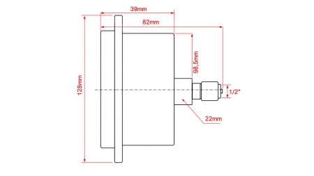 MANOMETER DN100 REAR 0 - 6 BAR - 1/2