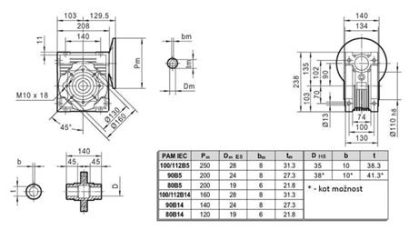 PMRV-90 REDUCER FOR ELECTRIC MOTOR MS100 (2.2-3-4kW) RATIO 20:1
