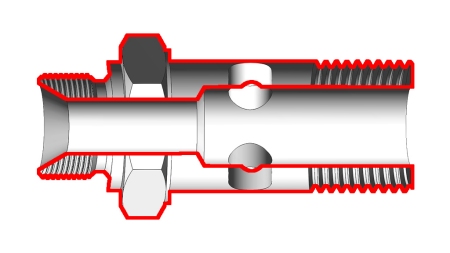 HYDRAULIC BANJO BOLT BSP 1/2 WITH EXTENDED THREAD BSP 3/8