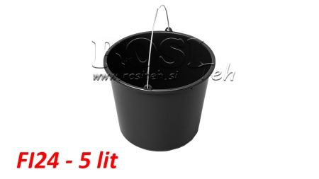 BLACK PVC BUCKET - Ø24 × 20 cm - 5 lit