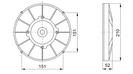 AXIAL VIFTE 190MM TRYKKER 12V