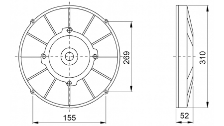 AXIAL VIFTE 280MM PULL 12V