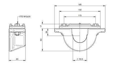 FESTE FOR TELESKOPISK SYLINDER FI50-A