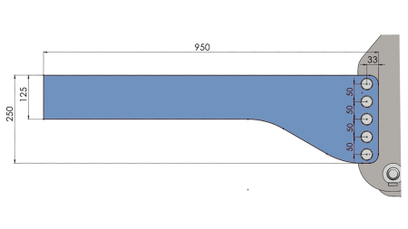 UNIVERSAL CONSOLE FOR TRACTOR FRONT HYDRAULICS CAT. 2 & CAT. 3 (950 MM)