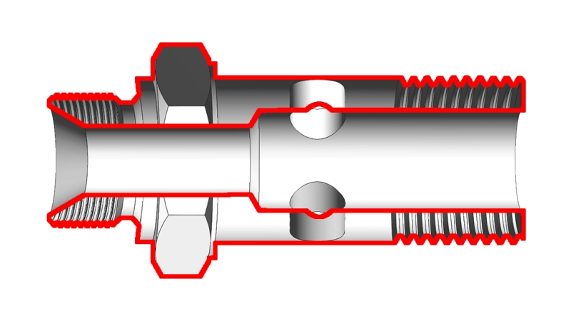 HYDRAULIC BANJO BOLT BSP 1/2 WITH EXTENDED THREAD BSP 3/8