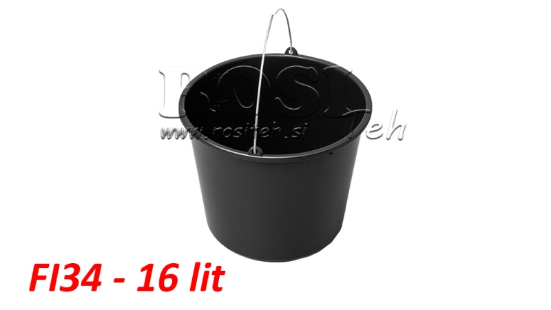 BLACK PVC BUCKET - Ø34 × 25,5 cm - 16 lit