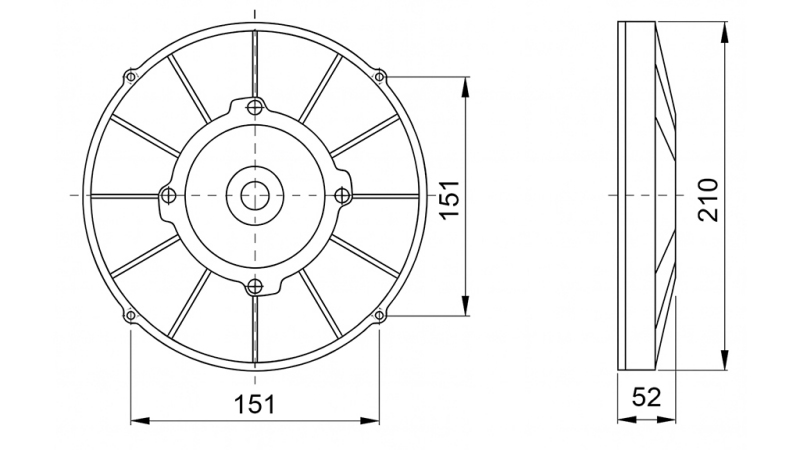 AXIAL VIFTE 190MM TRYKKER 12V