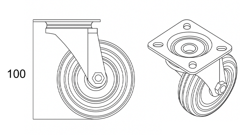 HJUL 75mm SVIVELBASIS