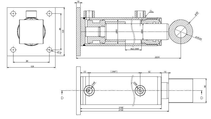HYDRAULIC CYLINDER FOR HLEVSKEGA KRTA 60/40-2000-dimensions