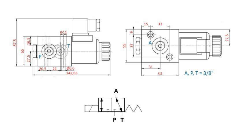 3 potni ventil 3/8 220V - 50lit