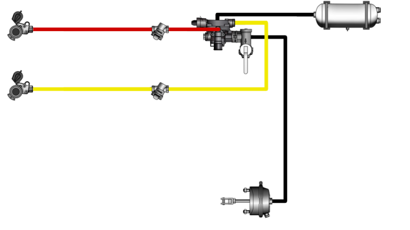 SET OF AIR BRAKES FOR TRAILER COMPLETE DOUBLE CIRCULAR SYSTEM 1 CYLINDER