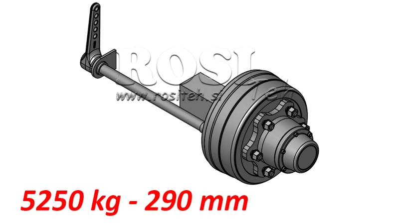 ASSE SEMI-ASSIALE CON FRENI 5.250 KG L.290 MM