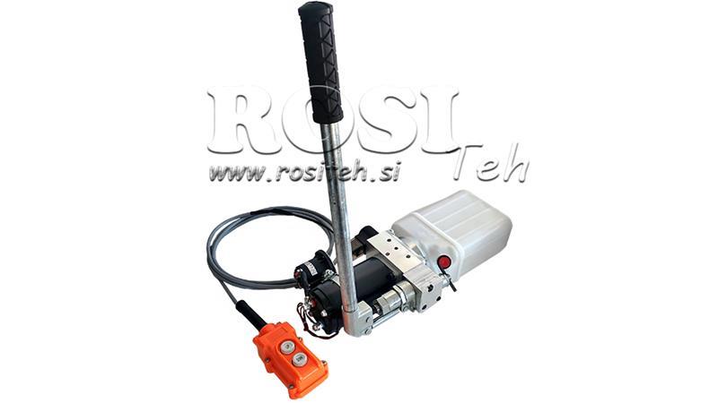 MINI AGGREGATO IDRAULICO 12V DC - 0.8kW = 0.5cc - 1.5 lit - unità monofase (PVC) con pompa manuale