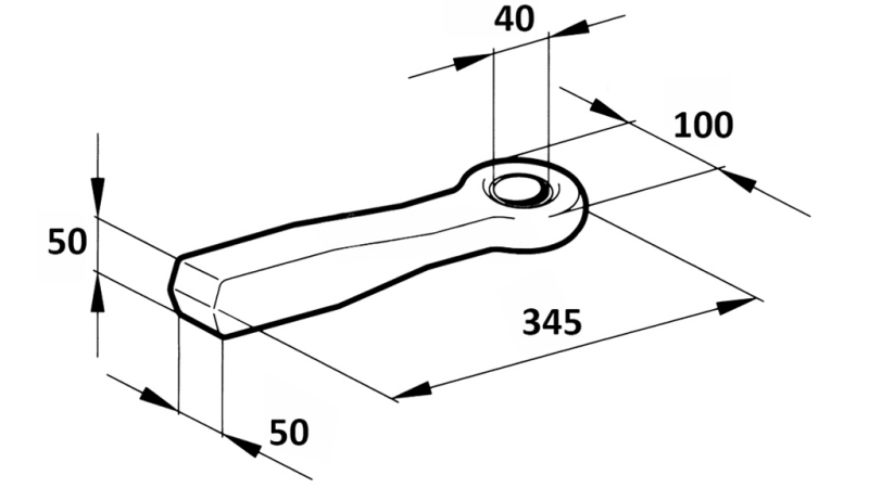 STAŁY HAK HOLOWNICZY FI40 50X50 L370 - 6000KG/1000KG