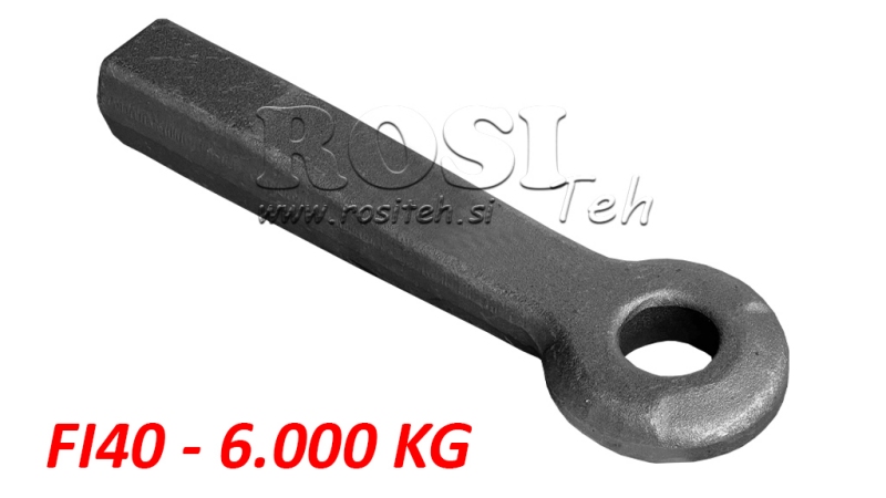 STAŁY HAK HOLOWNICZY FI40 50X50 L370 - 6000KG/1000KG