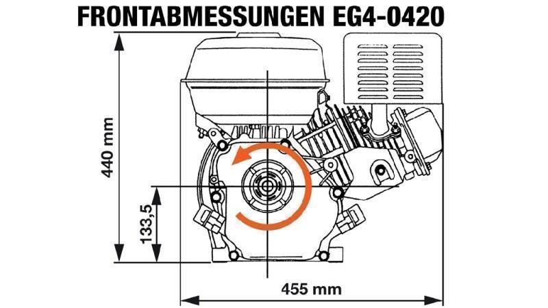 bensinmotor EG4-420cc-9.6kW-13.1HP-3,600 RPM-H-KW25x88.5-manuell start
