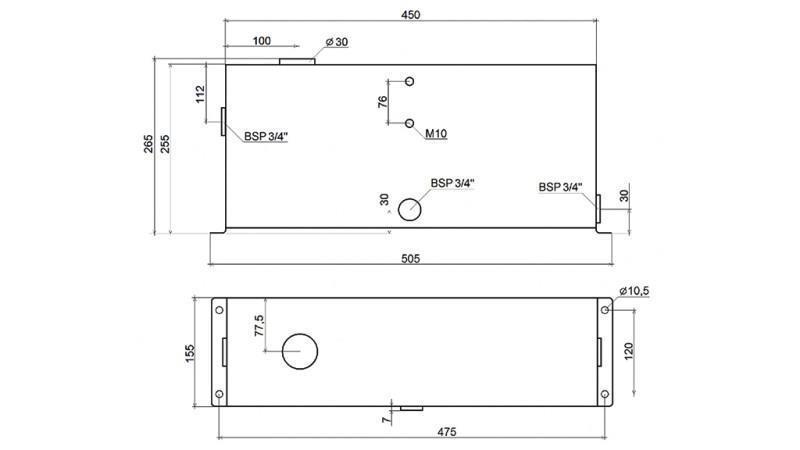 ΜΕΤΑΛΛΙΚΟΣ ΔΕΞΑΜΕΝΗ 12 ΛΙΤΡΩΝ ΚΥΒΟΣ 255x120x450mm