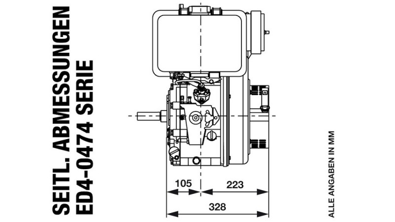 Dieselmotor 474cc-8.0kW-3.600 U/min-E-KW25x88-elektrischer Start