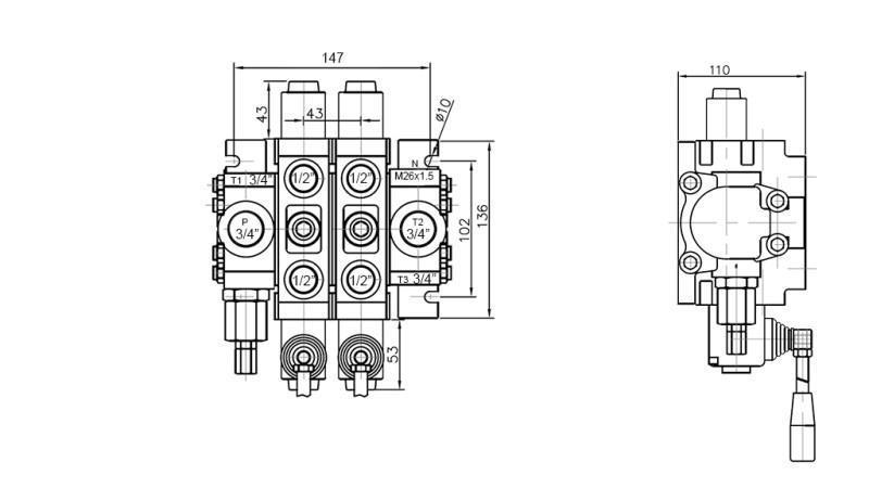 HYDRAULIC VALVE 2xPC70