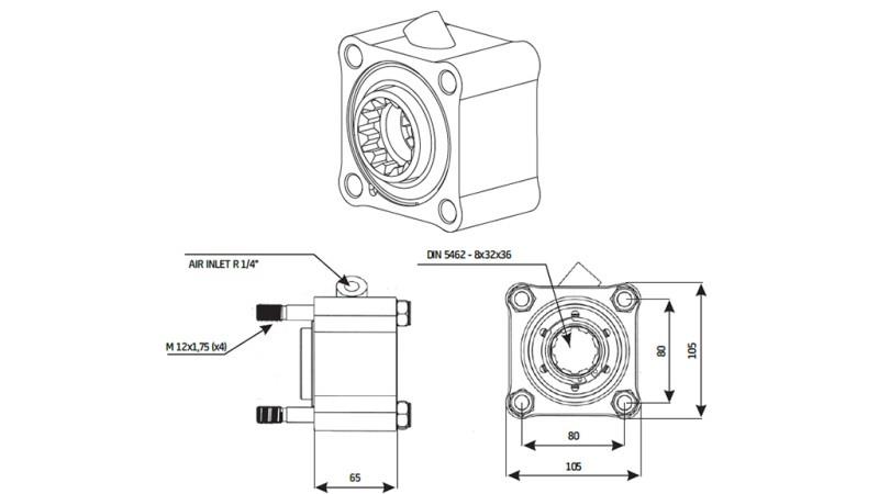 Dimensions HYDRAULIC PUMP DRIVE - ZF1 ALUMINIUM
