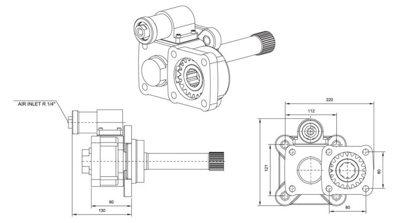 Dimensioner UTGÅNG FÖR HYDRAULISK PUMP - VOLVO SR-1700-2