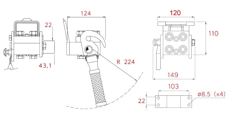 MULTI-FASTER COUPLING 3 WAY BSP 1/4 FIXED PART (ONE LEVER)